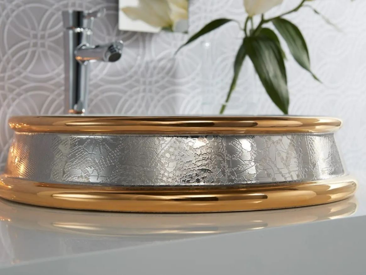 Designer Terzofoco Amalia basin with platinum lace detailing