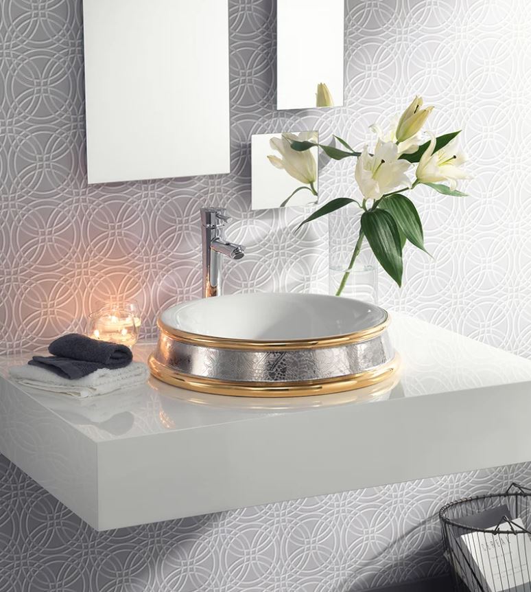 Terzofoco Amalia Platinum Lace Band luxury washbasin front view