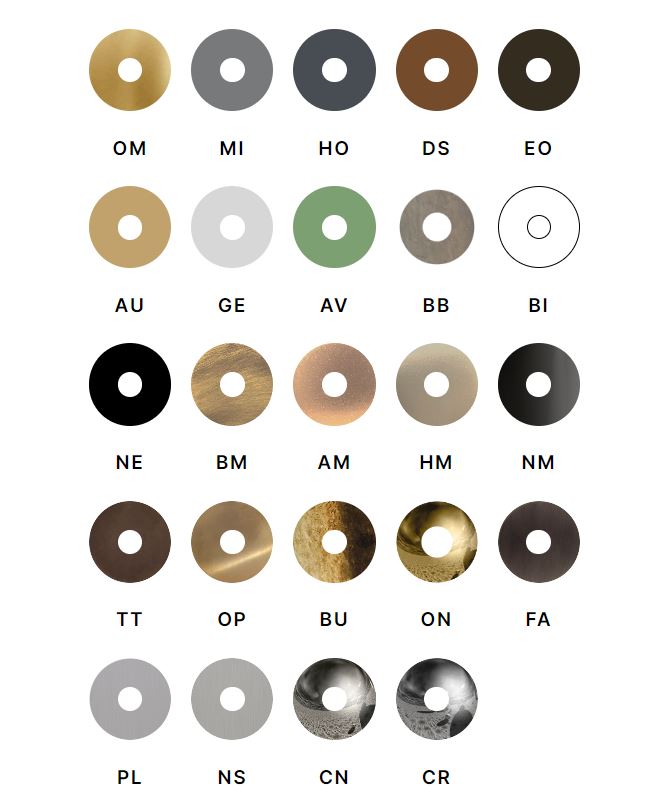 available color finishes for built-in basin mixer Bongio Amarcord