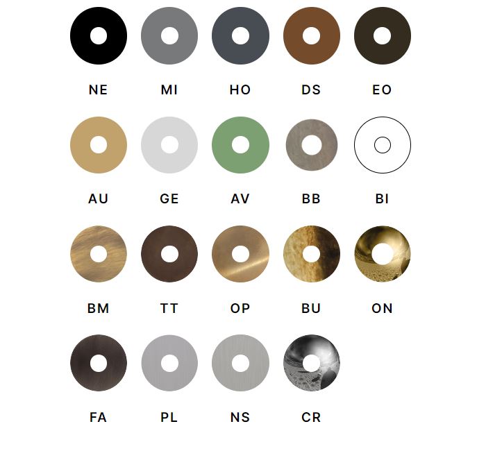 available color finishes for built-in bath and shower mixer Bongio Amarcord