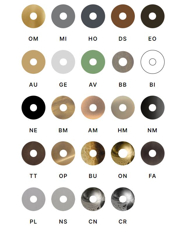 available color finishes for built-in shower mixer Bongio Amarcord