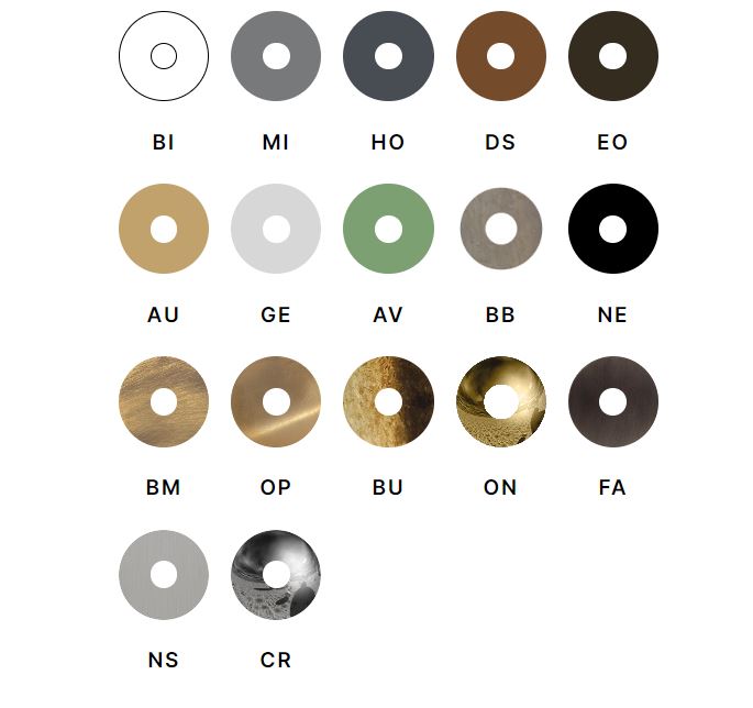 available color finishes for three hole basin mixer Bongio Amarcord