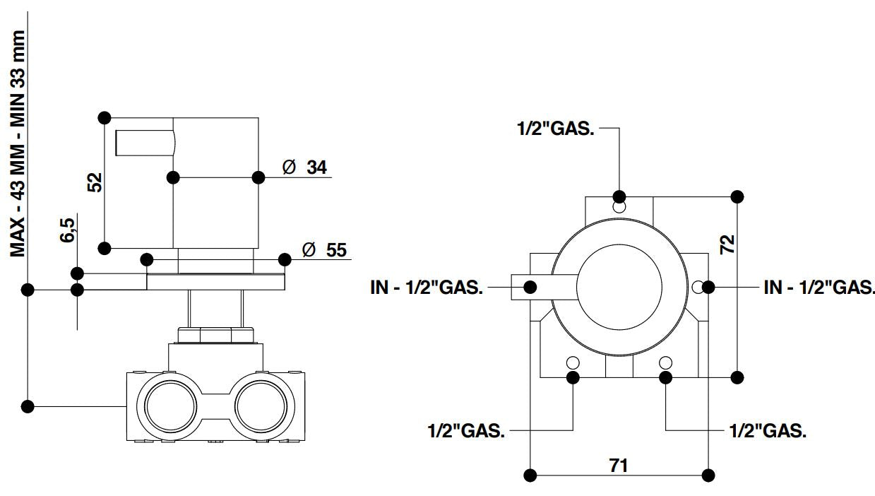 chrome finish 3-way switch Bongio Aqua