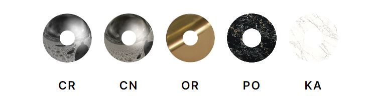 available color finishes for basin mixer with traditional cartridge Bongio Aqua