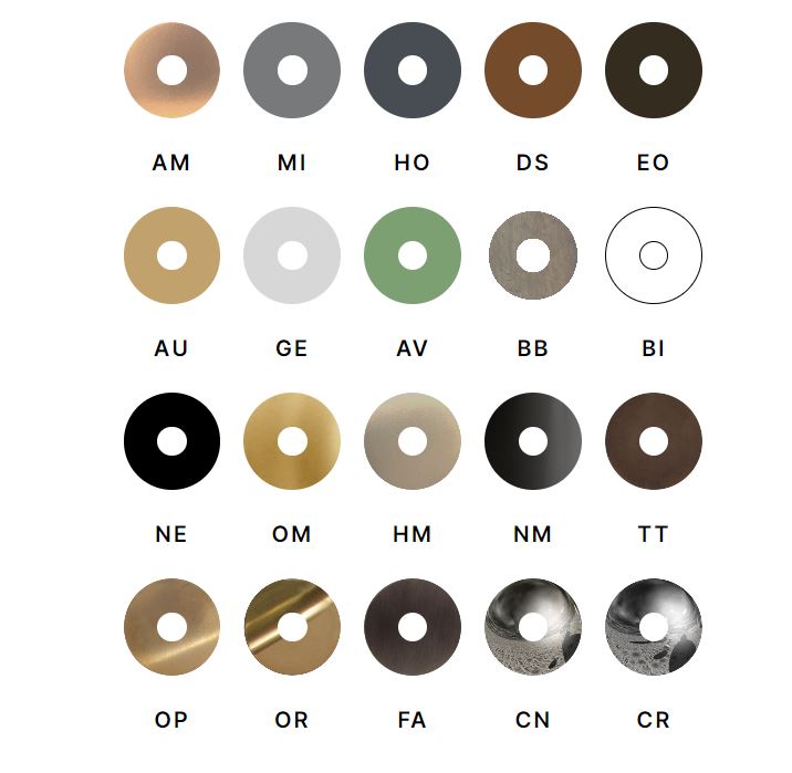 available color finishes for built-in bath and shower mixer Bongio Aqua