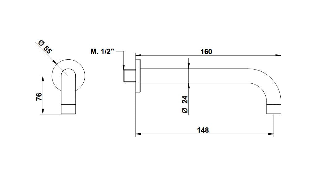 chrome finish built-in spout faucet Bongio Aqua