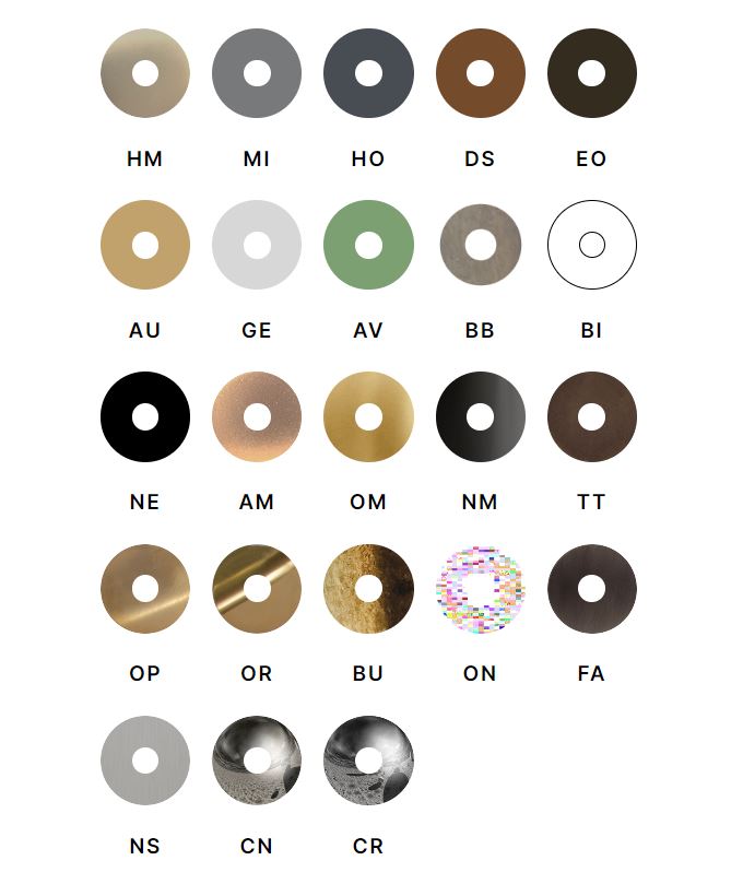 available color finishes for single hole basin mixer Bongio Aqua