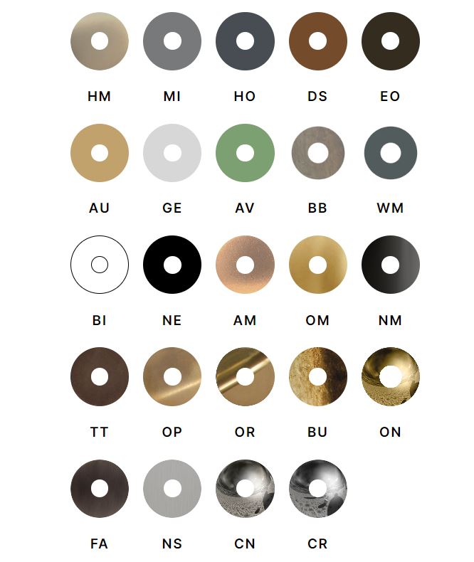 available color finishes for wall basin mixer Bongio Aqua