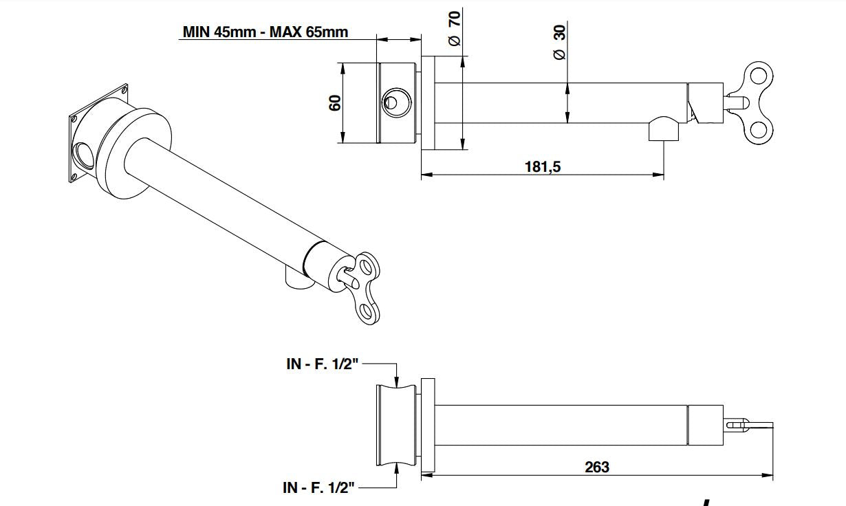 hrome finish wall type basin mixer Bongio Aquacarica