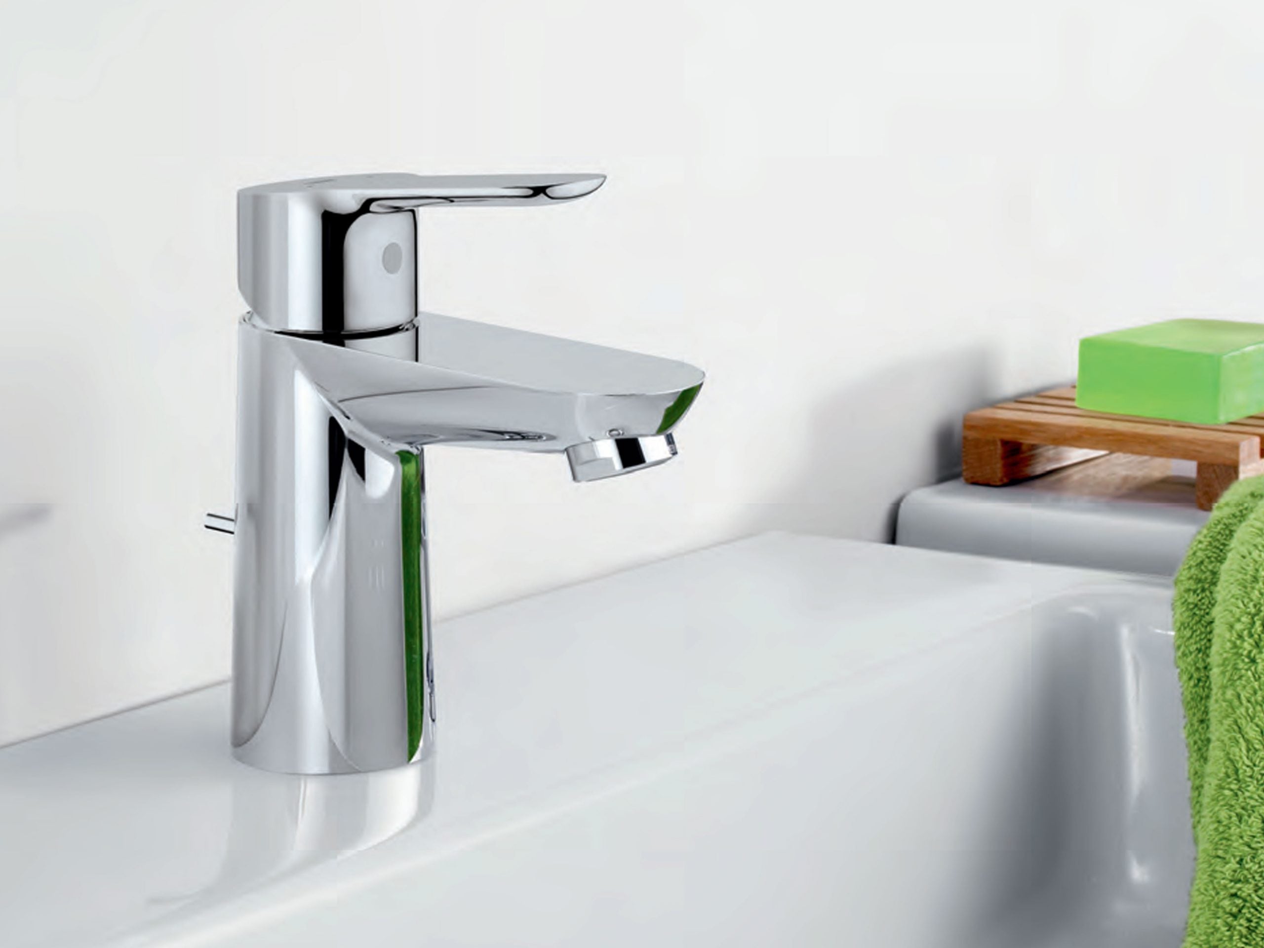 Grohe Bauloop single lever basin mixer installed in bathroom