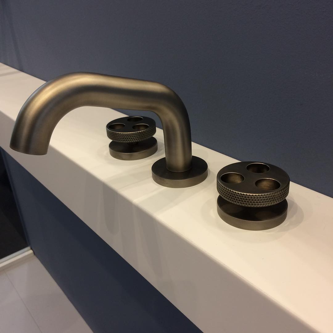 Bongio Bowling designer basin mixer installed view