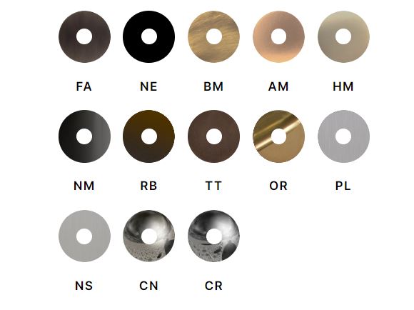 Bongio Bowling designer wall spout color finishes