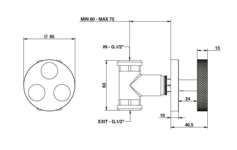 built-in wall tap dimensions chart Bongio Bowling