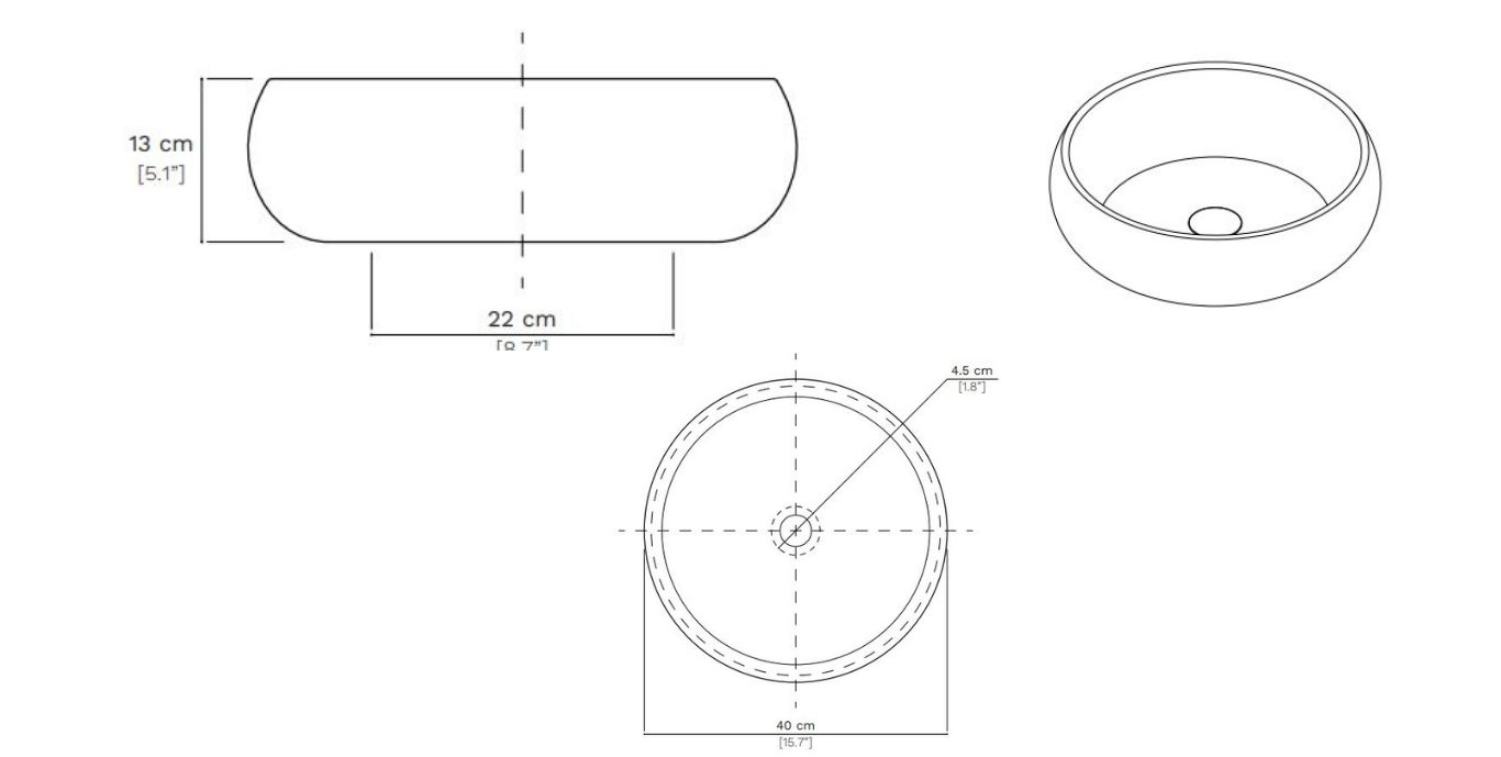 Imported Terzofoco Ciocco basin – side angle close-up