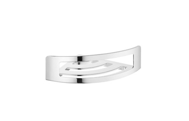 A white ABS corner soap basket designed for organizing bathroom essentials.