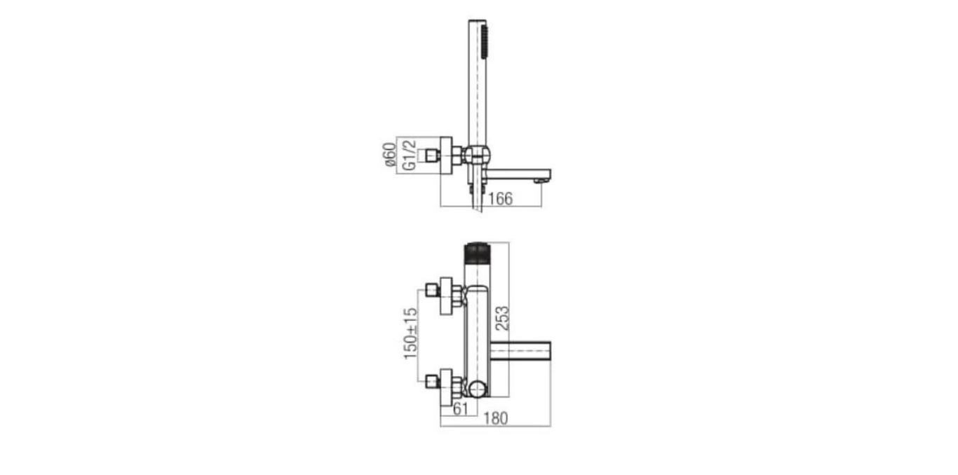 Shower Faucet Set Valvex Decor Technical Dimensions