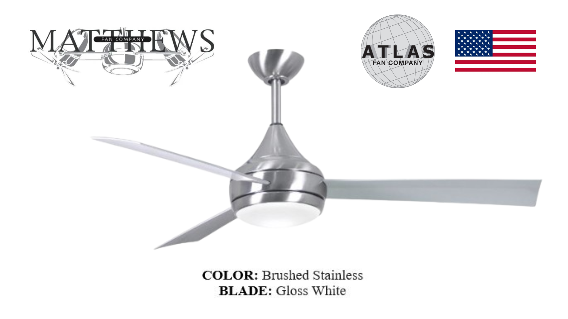 Stainless designer ceiling fan with LED light and remote – marine-grade finish for modern luxury homes
