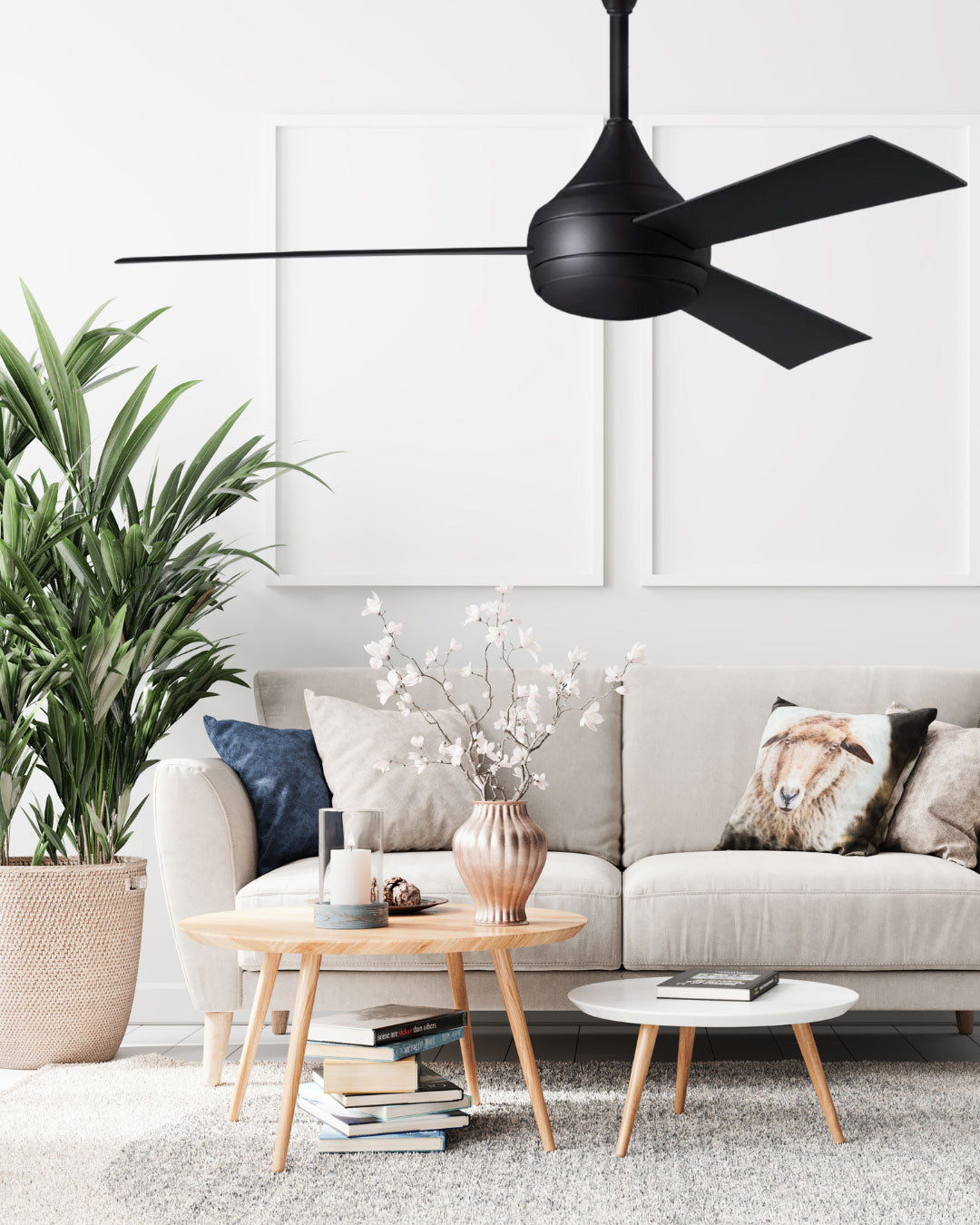 Donaire matte black ceiling fan with light – 3-blade fan with LED and remote for indoor/outdoor use in Pakistan