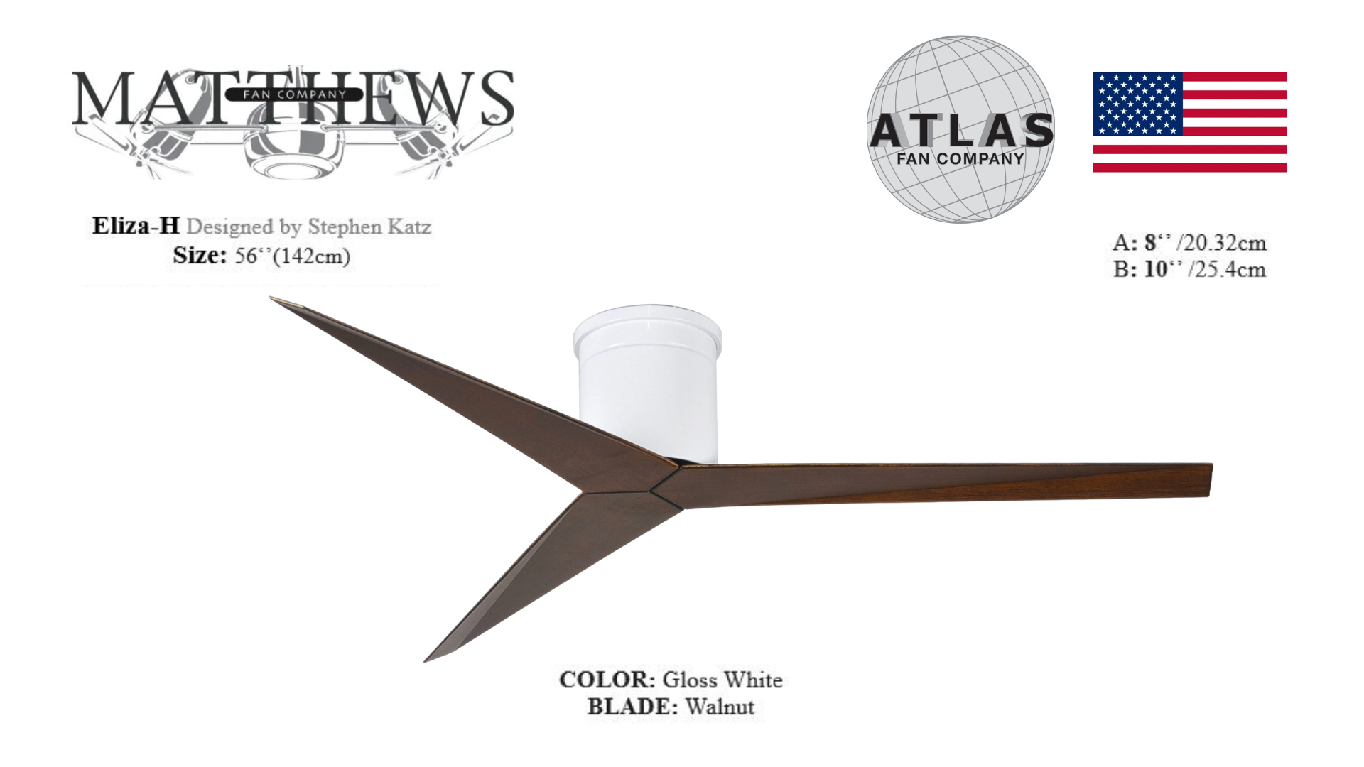 Designer white ceiling fan with gloss finish – silent and elegant for living rooms and bedrooms