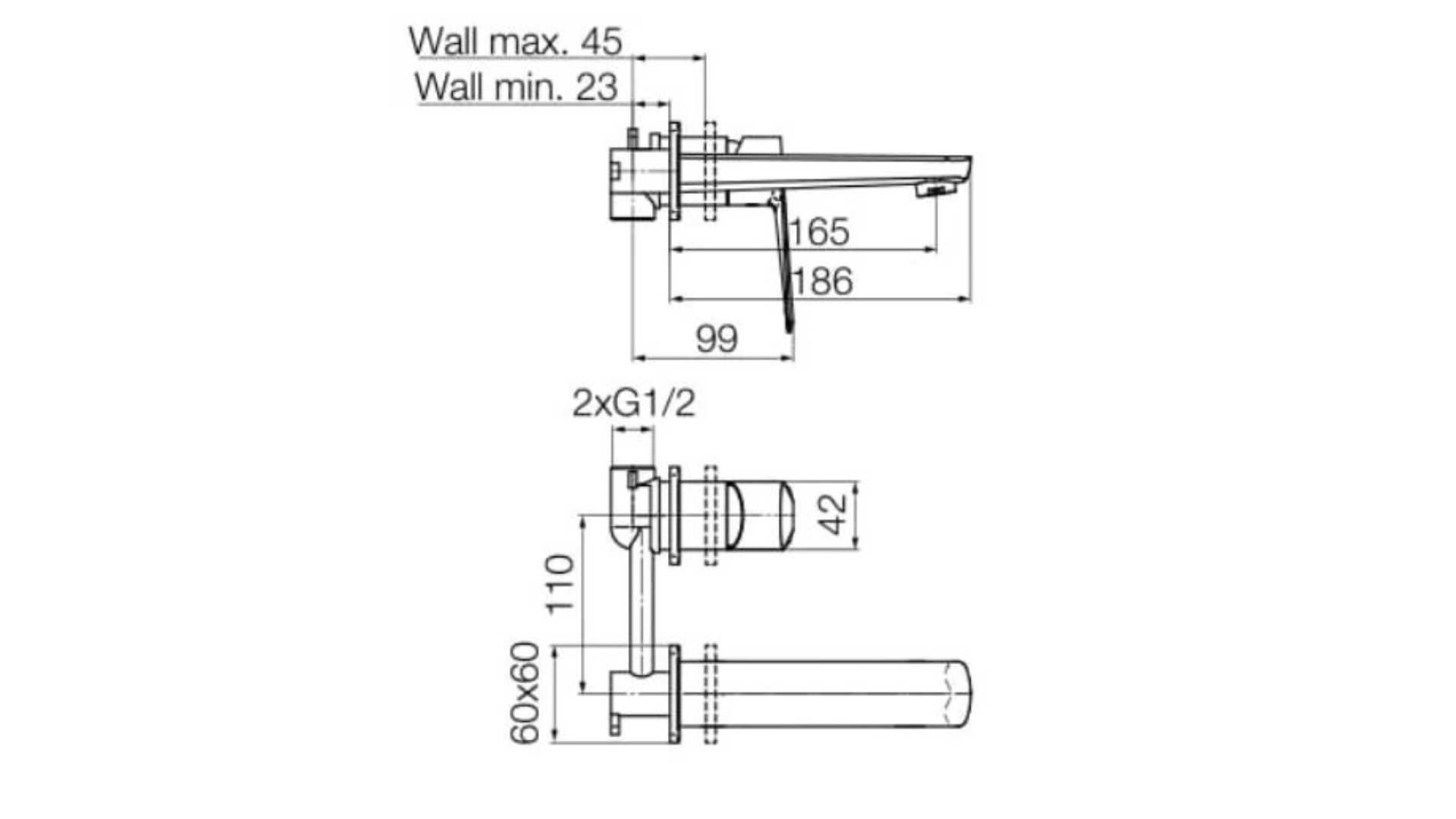 Concealed Basin Mixer Valvex Esto Technical Dimensions