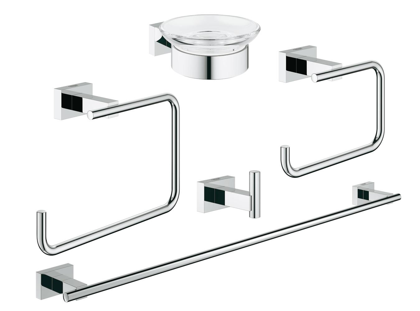 bathroom accessories set by Grohe Eurocube