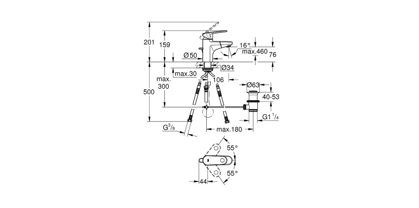 Grohe Europlus single lever bath mixer installed in bathroom