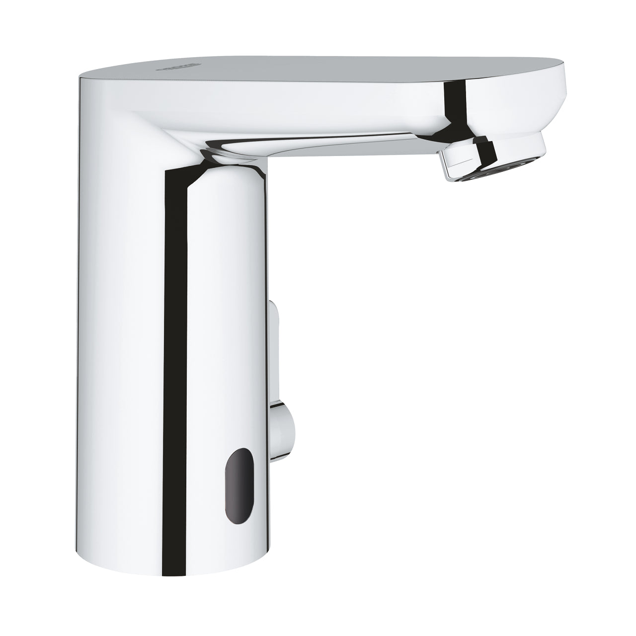 A chrome-finished Eurosmart Cosmo E-Infrared Electronic Basin Mixer with Diverter, showing a modern, sleek design suitable for bathroom use.