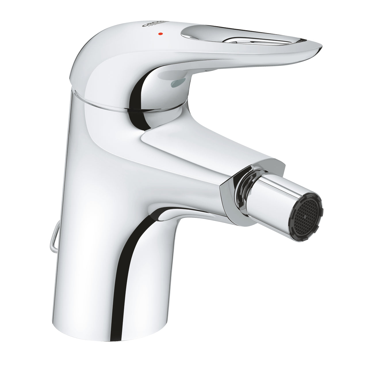 A silver-colored Eurostyle Bidet Mixer, featuring a modern design with a hand-held shower head and an adjustable mixer arm, against a white background.