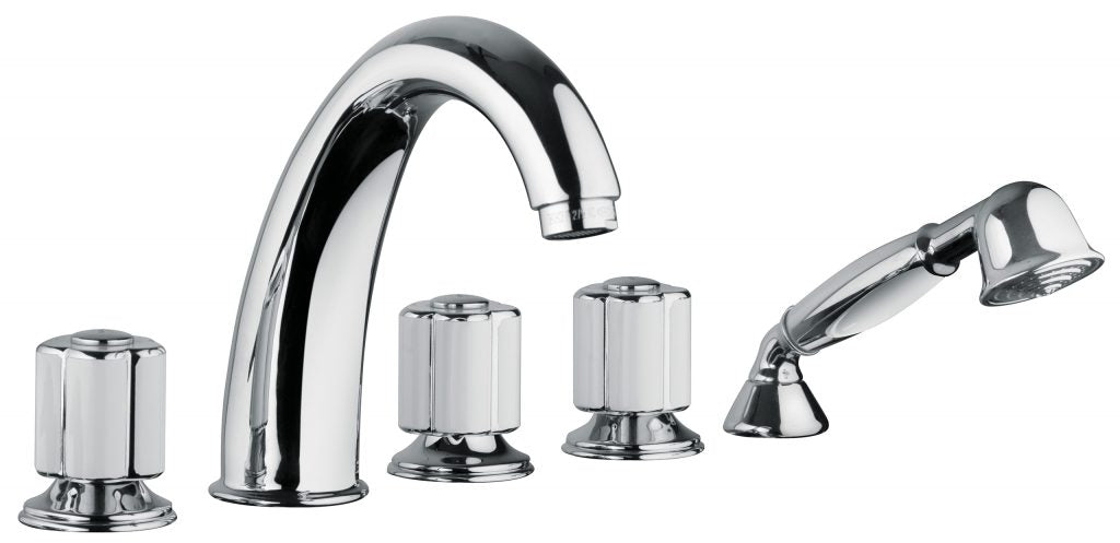 five hole bath tub mixer with shower set by Bongio Fleur
