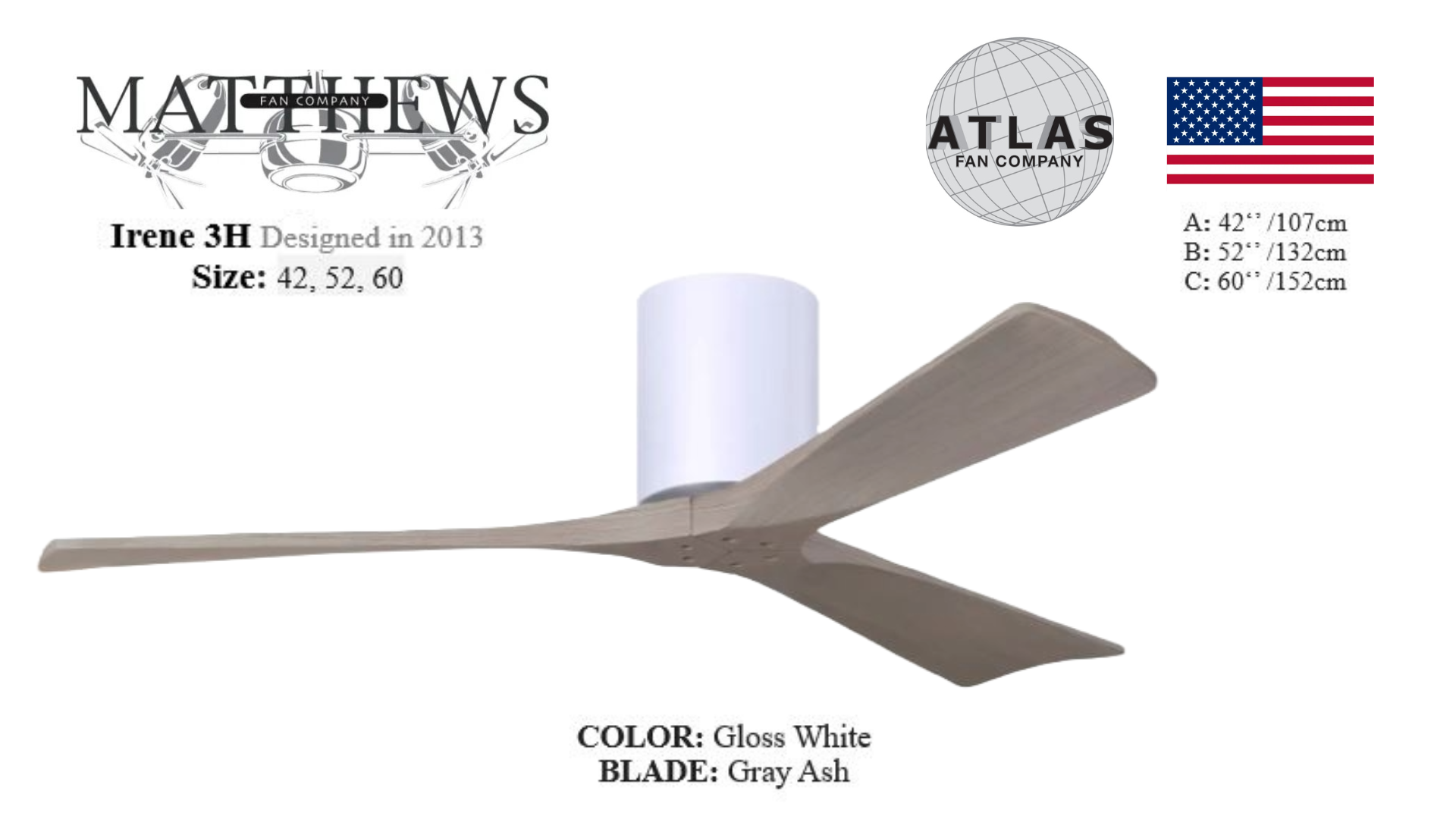 Gloss white ceiling fan – silent 3-blade fan with a minimalist design for luxury interiors in Pakistan