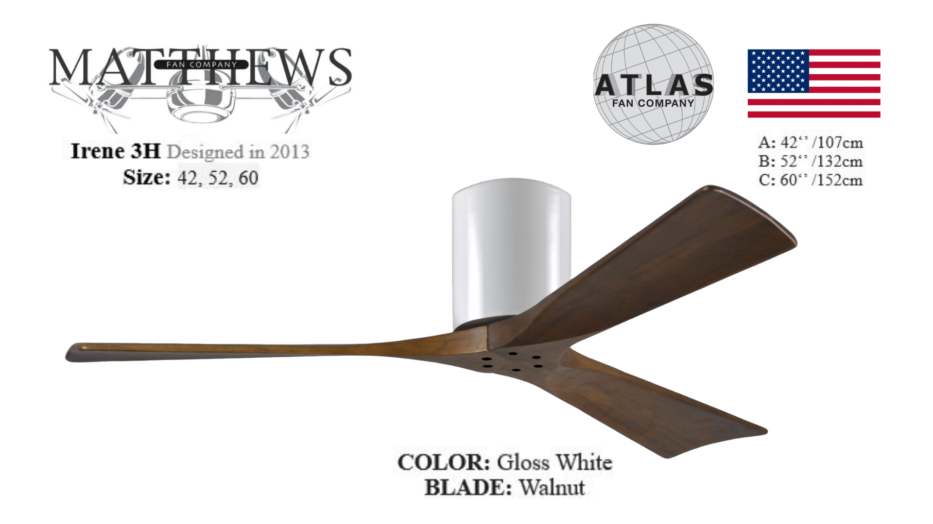 Gloss white ceiling fan with DC motor – perfect for modern bedrooms and lounges