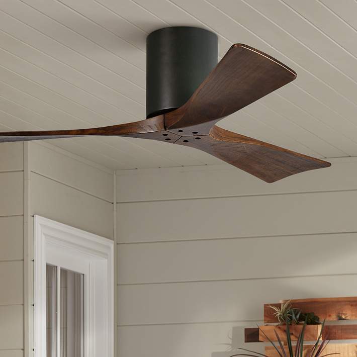 Matte black ceiling fan with wooden blades – modern 3-blade fan for luxury interiors in Pakistan
