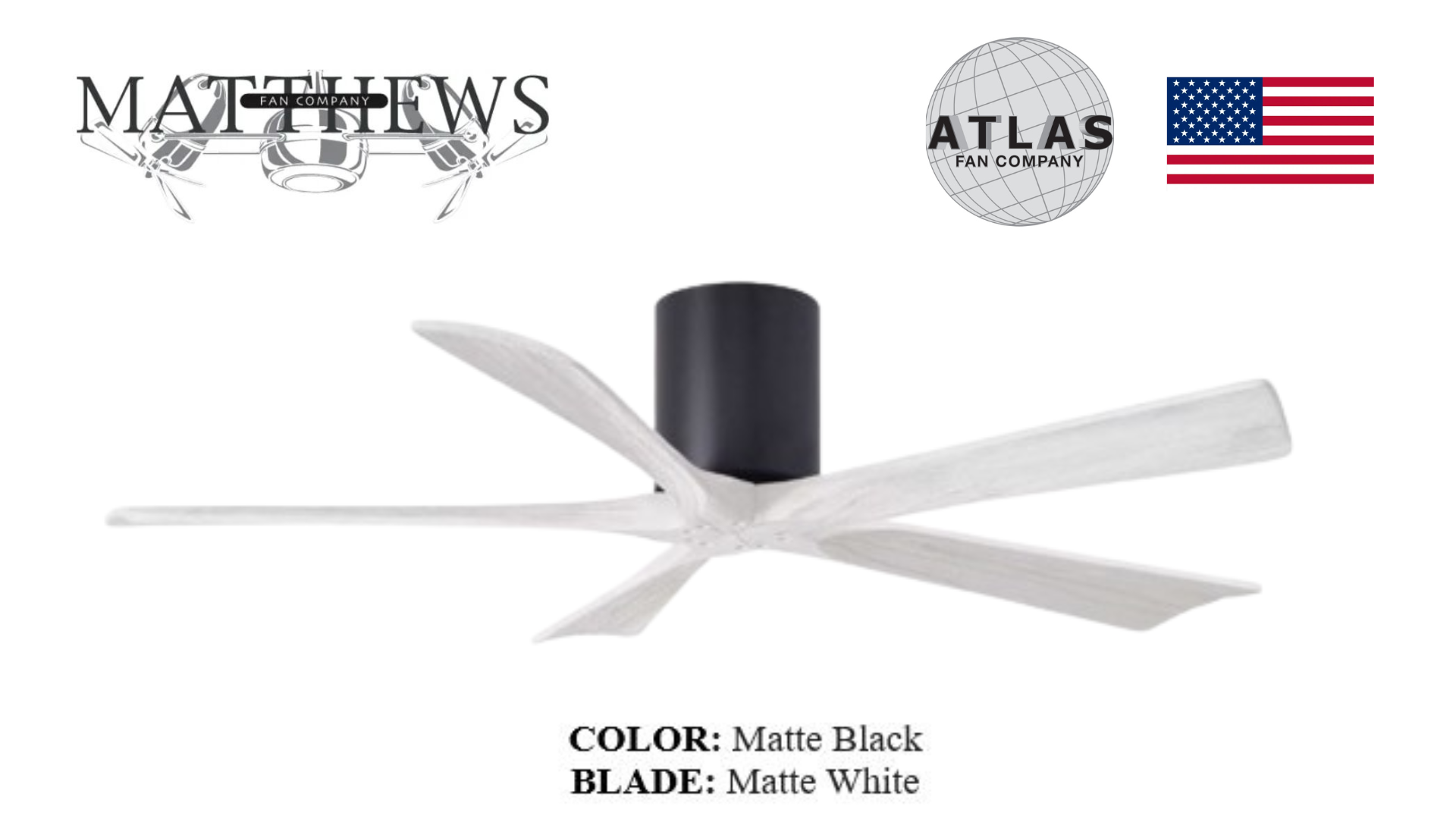 Modern matte black ceiling fan – Irene 5H energy-efficient fan for living rooms and bedrooms