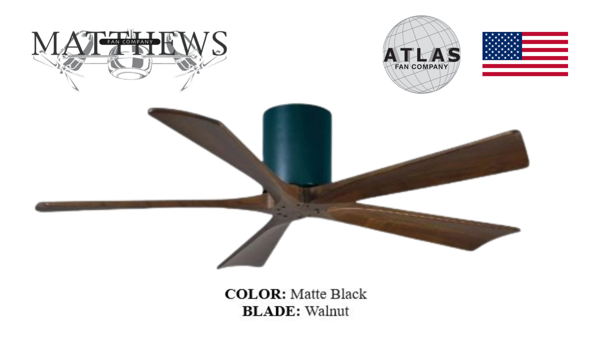 Modern matte black ceiling fan – Irene 5H energy-efficient fan for living rooms and bedrooms