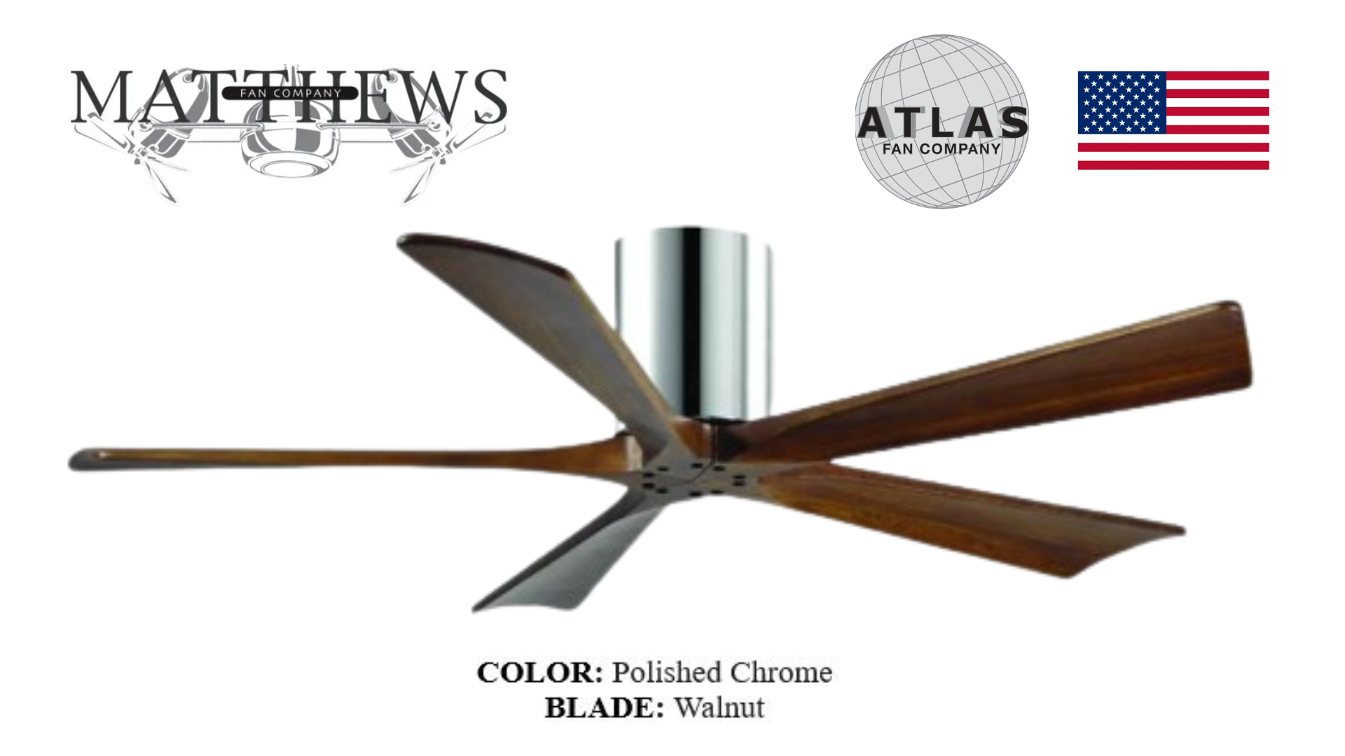 Matthews Irene-5H quiet ceiling fan polished chrome – rustic modern