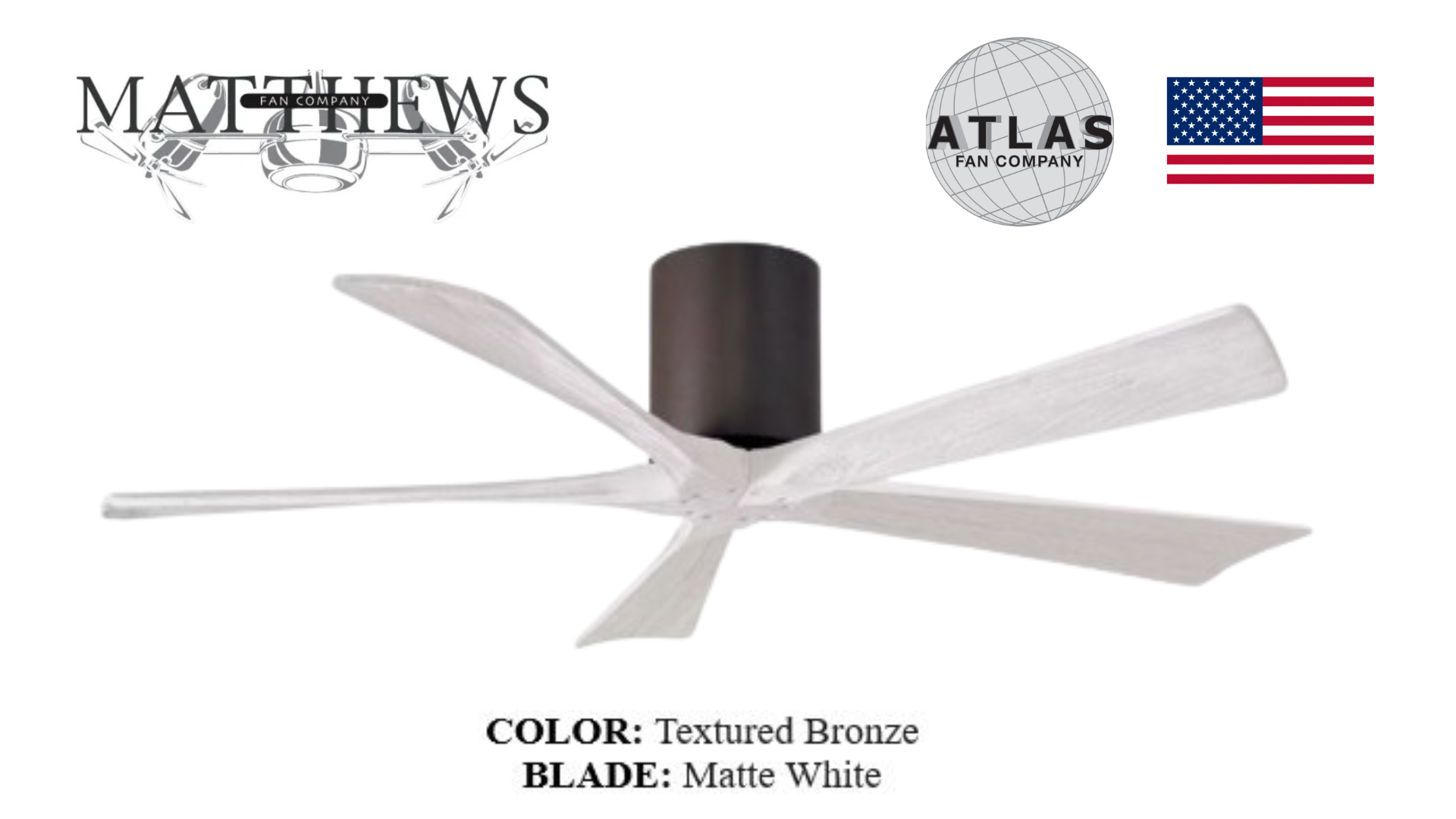 Matthews Irene‑5H ceiling fan textured bronze and wood blades