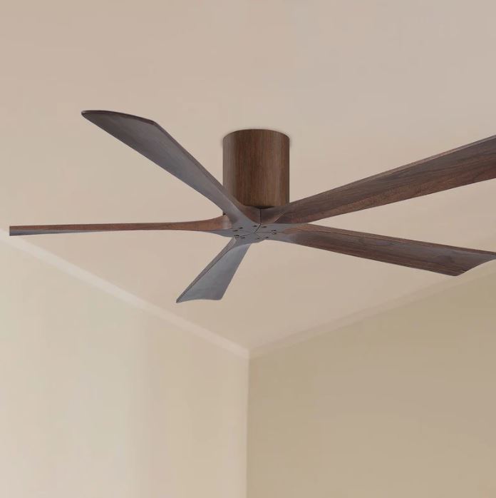 Matthews Irene‑5H walnut ceiling fan – rustic modern design