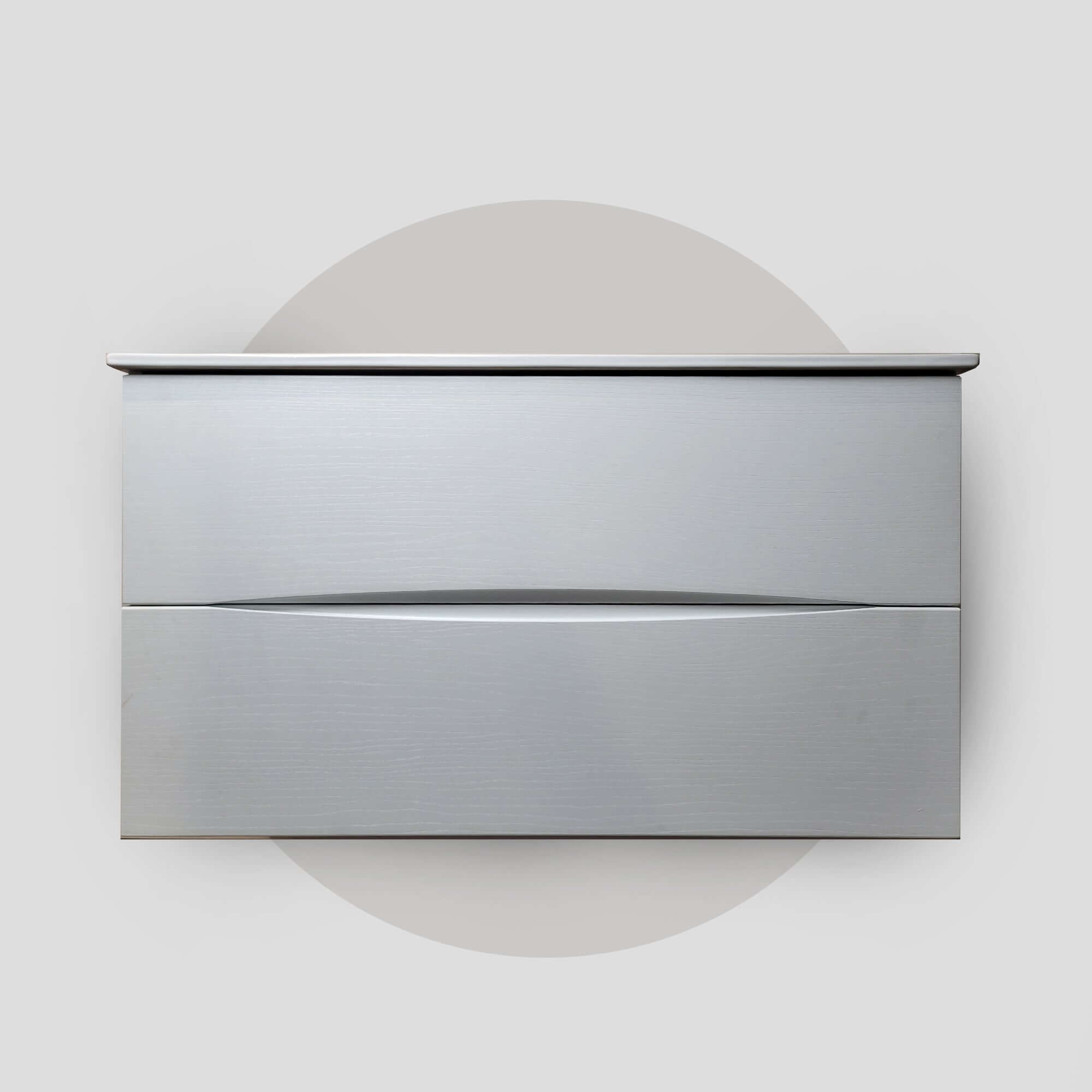 A modern silver vanity unit with two drawers and a handle-less design, Life bathroom vanity modern design Pakistan, Elegant Life bathroom furniture Pakistan, Premium Life vanity for stylish bathrooms, Durable Life bathroom vanity Pakistan, Luxury bathroom vanity Life Pakistan,