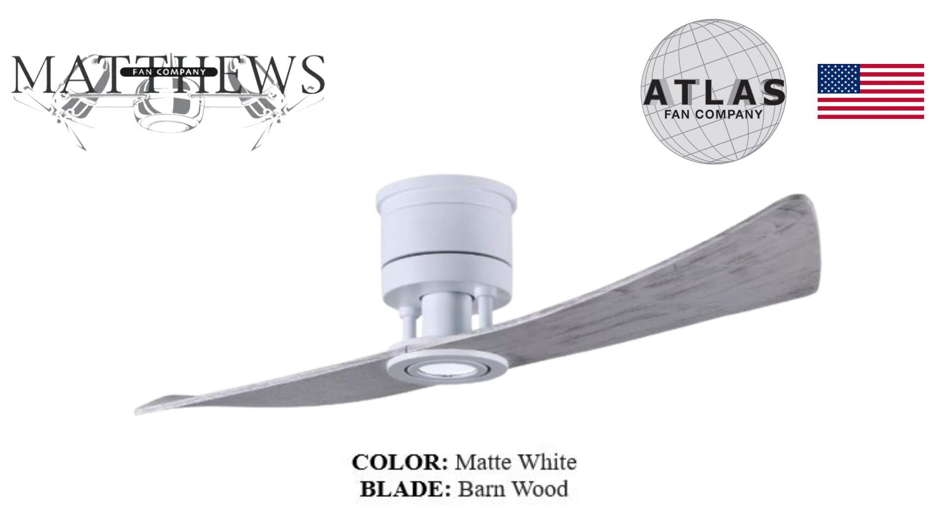 A matte white two-blade ceiling fan with integrated LED light, from the brand Lindsay.