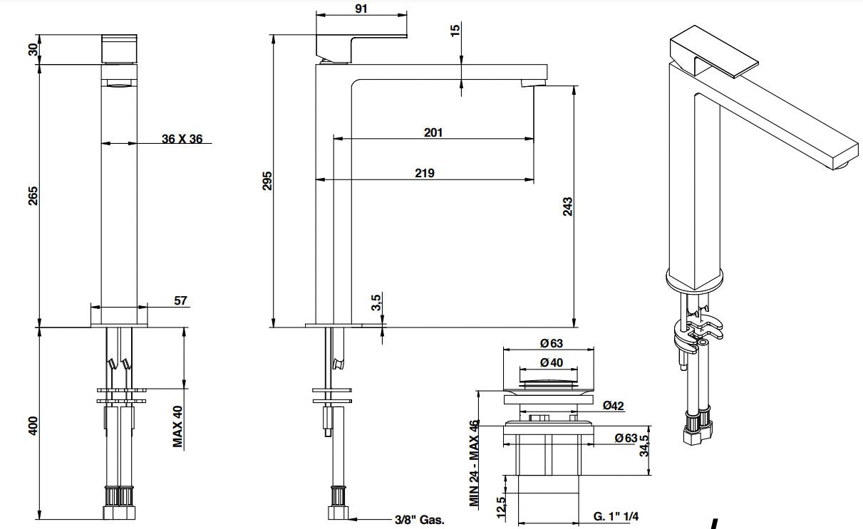 Bongio Linea long height basin mixer iamention