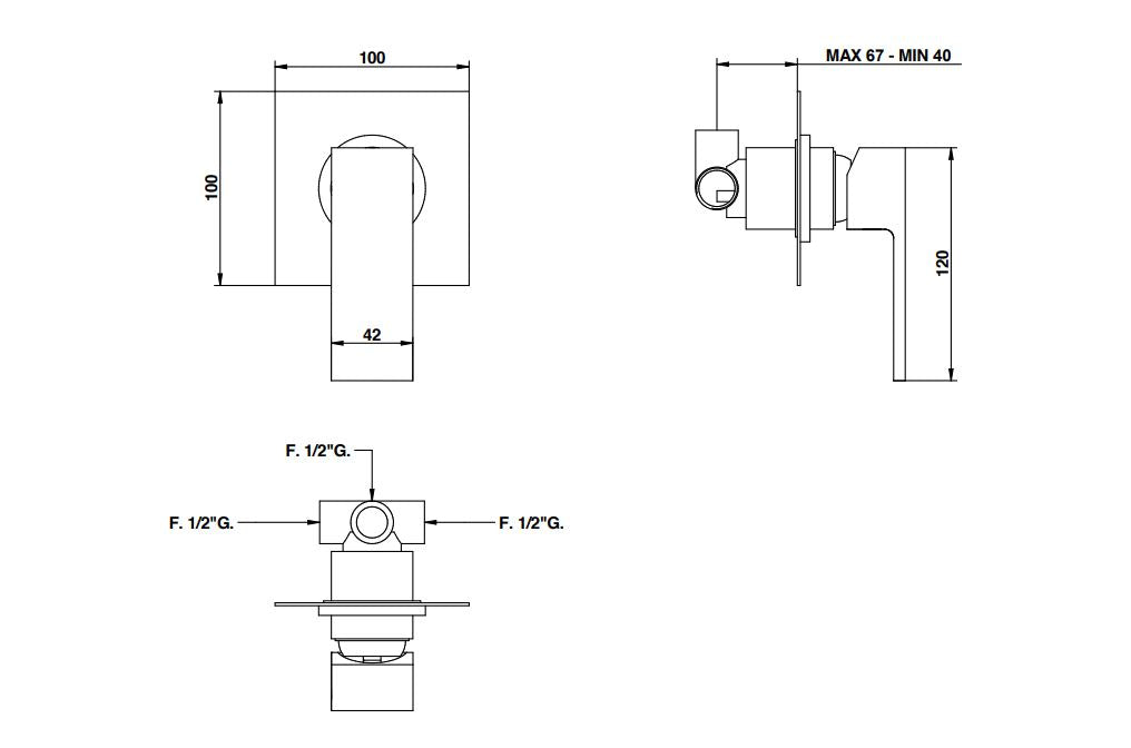 Bongio Linea single-way shower mixer