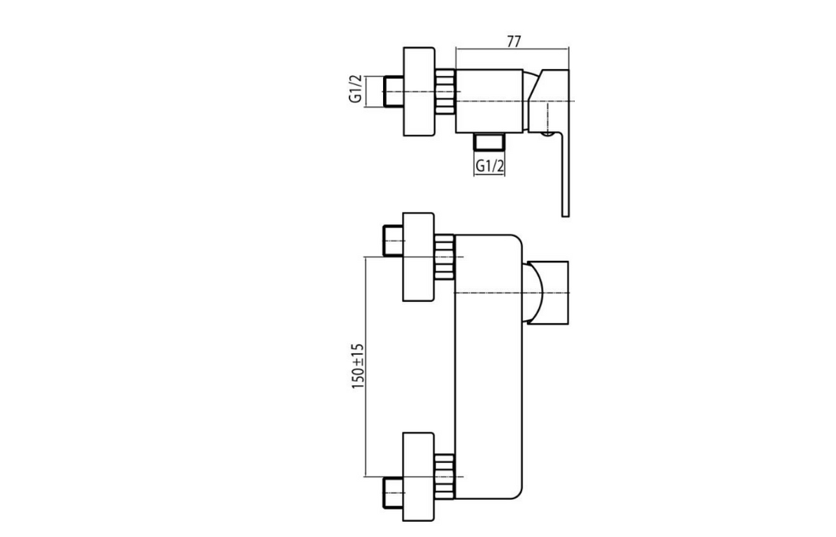 Valvex Loft wall mounted shower mixer technical dimensions and installation details