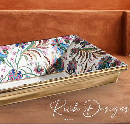 Terzofoco Manatees Persian Gold luxury wash basin front view