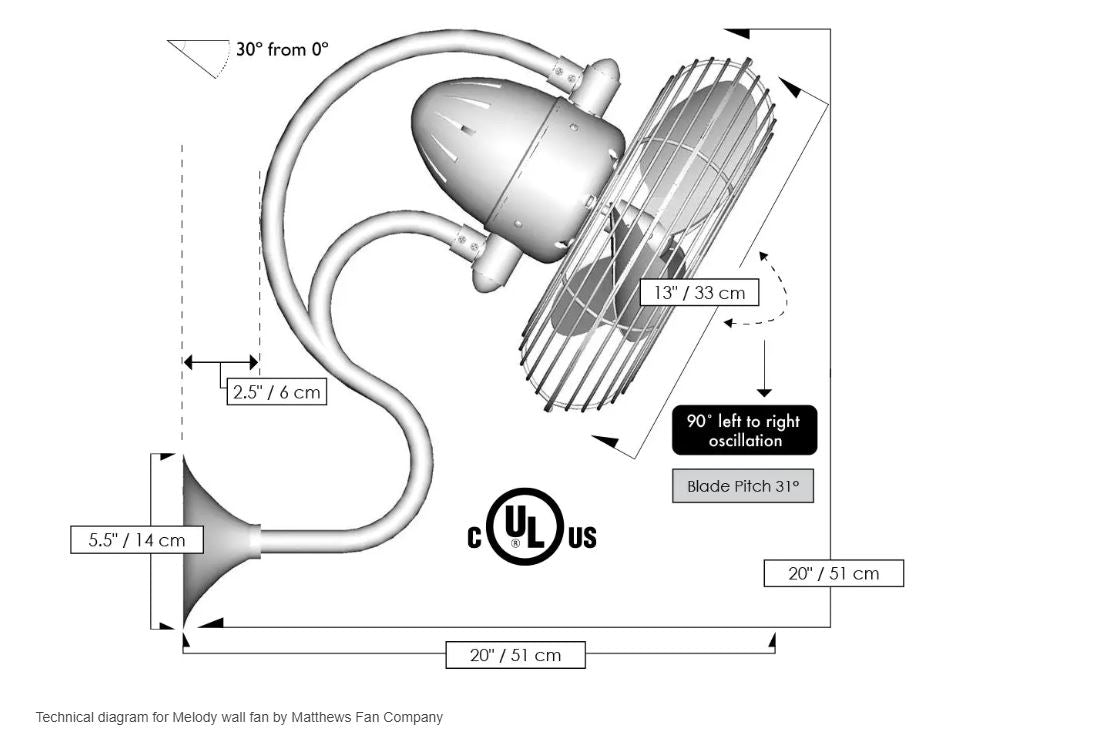 Matthews Melody wall-mounted oscillating fan