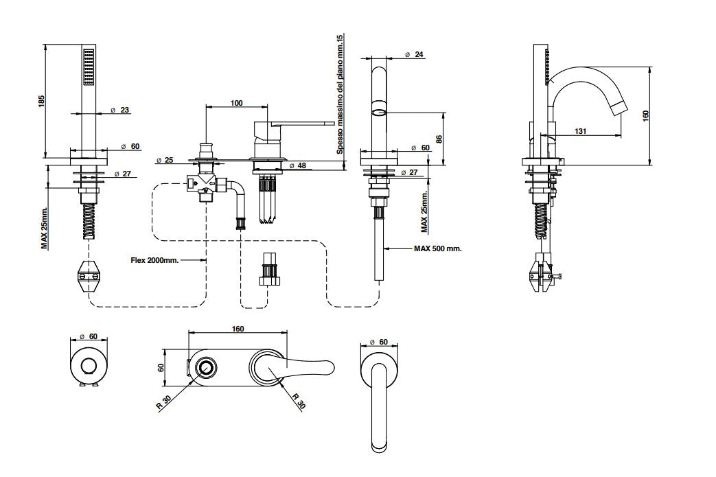 O’Clock Bath Mixer 14531 deck bath mixer