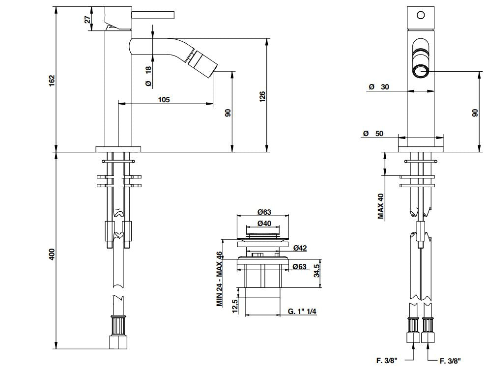 ON Luxury Bidet Faucet 68522 clic-clac bidet faucet