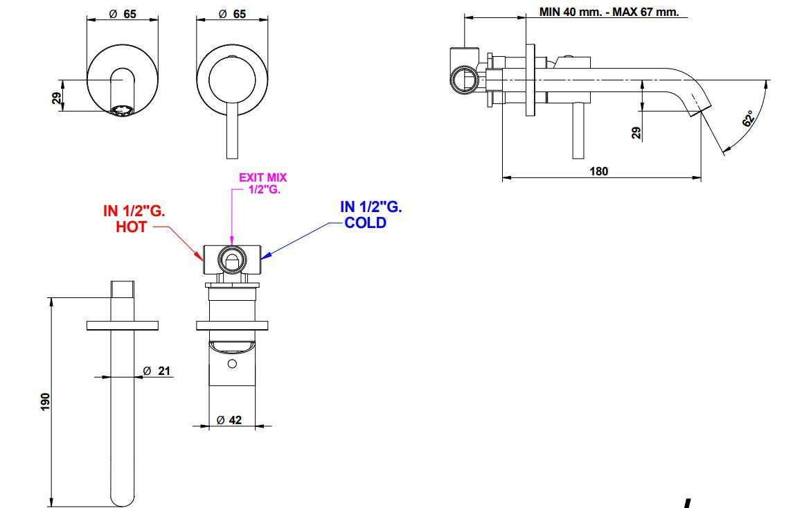 ON Concealed Basin Mixer 190 mm Spout Pakistan
