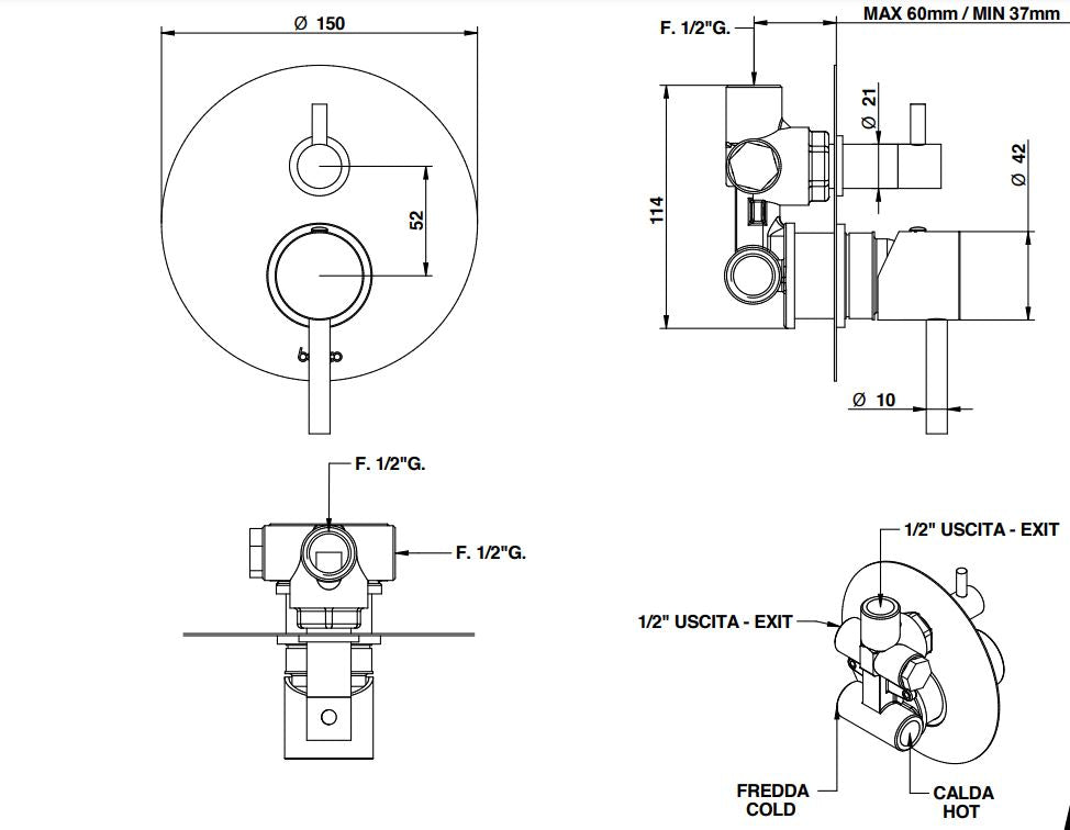 ON Concealed Mixer Diverter 68519 Pakistan