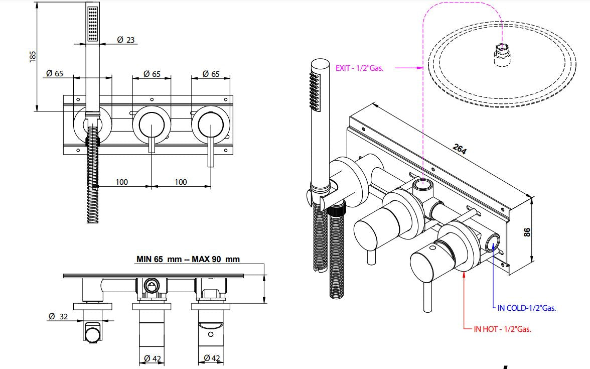 ON Concealed Shower Mixer 68551 shower diverter mixer Pakistan