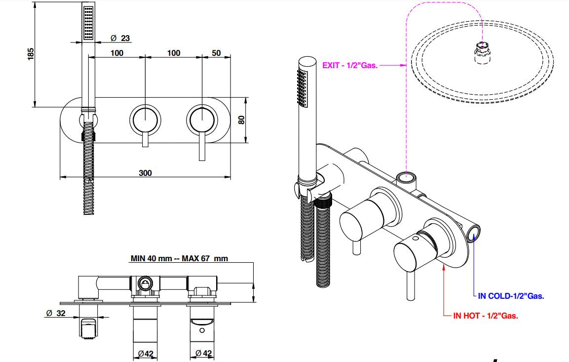 ON Concealed Shower shower mixer with handshower combo Pakistan